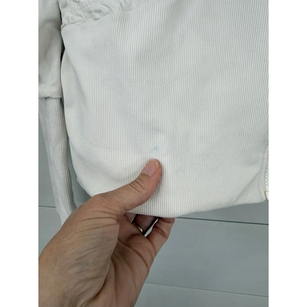 Lululemon Dance Studio Jacket Women 12‎ White Ruched Hooded Full Zip Activewear